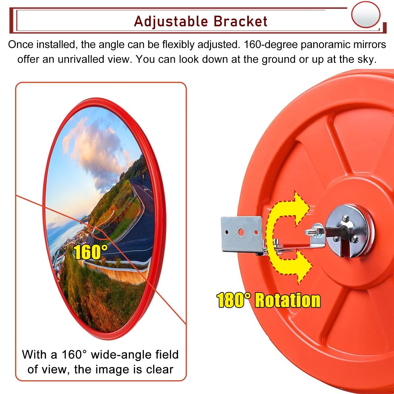 Amazon.com: HDYZJQ Red Black Wide-Angle Convex Mirror, Round Wall